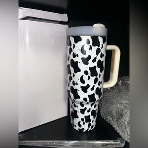 40oz Cow Print Tumbler with Straw